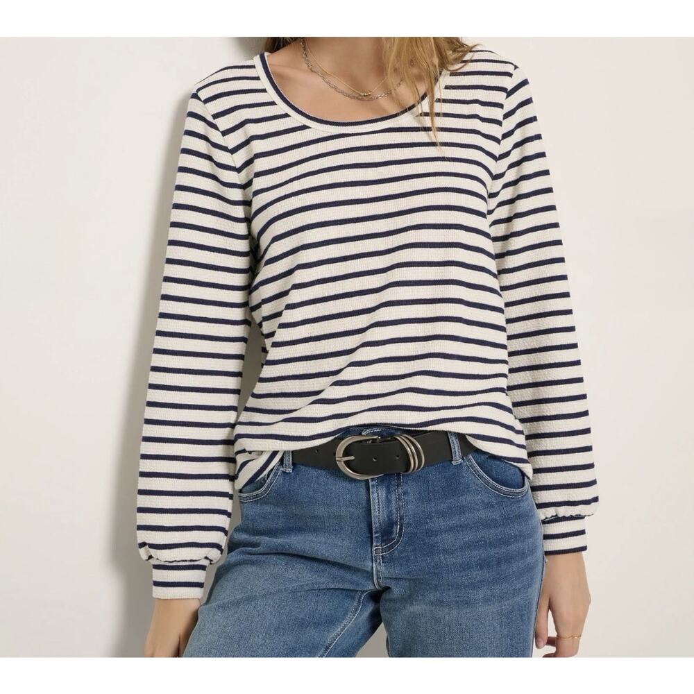 SEAS Seventy Eight & Sunny Long Sleeve Tee - S Navy Stripe Coastal Preppy USA